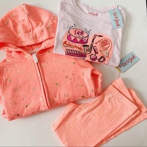 Cat & Jack Girls Hoodie, Shirt, and Legging Set